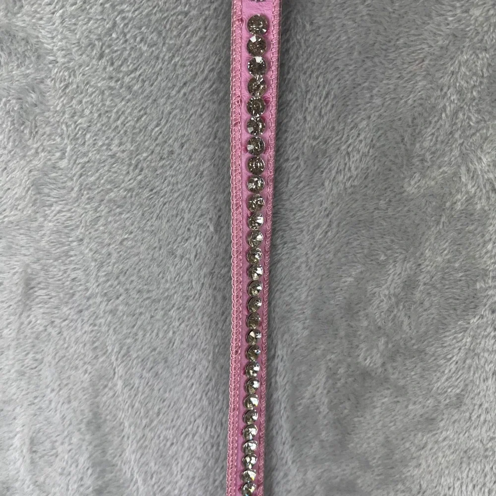 Pink Rhinestone Western Belt Ostrich Embossed Horseshoe Buckle Size 26 Rodeo Y2K